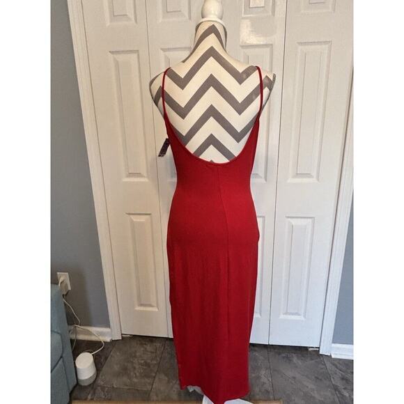 Heart & Hips Red Spaghetti Strap Bodycon Spandex Dress Large Low Back Side Slit - Picture 5 of 10